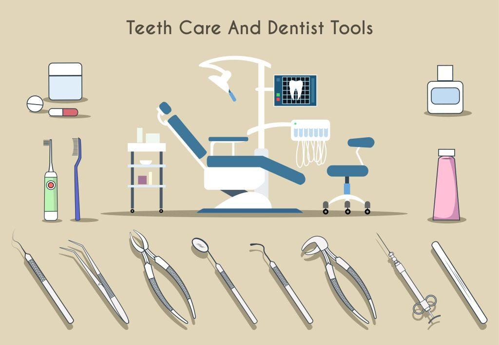 Teeth care and dentist tools