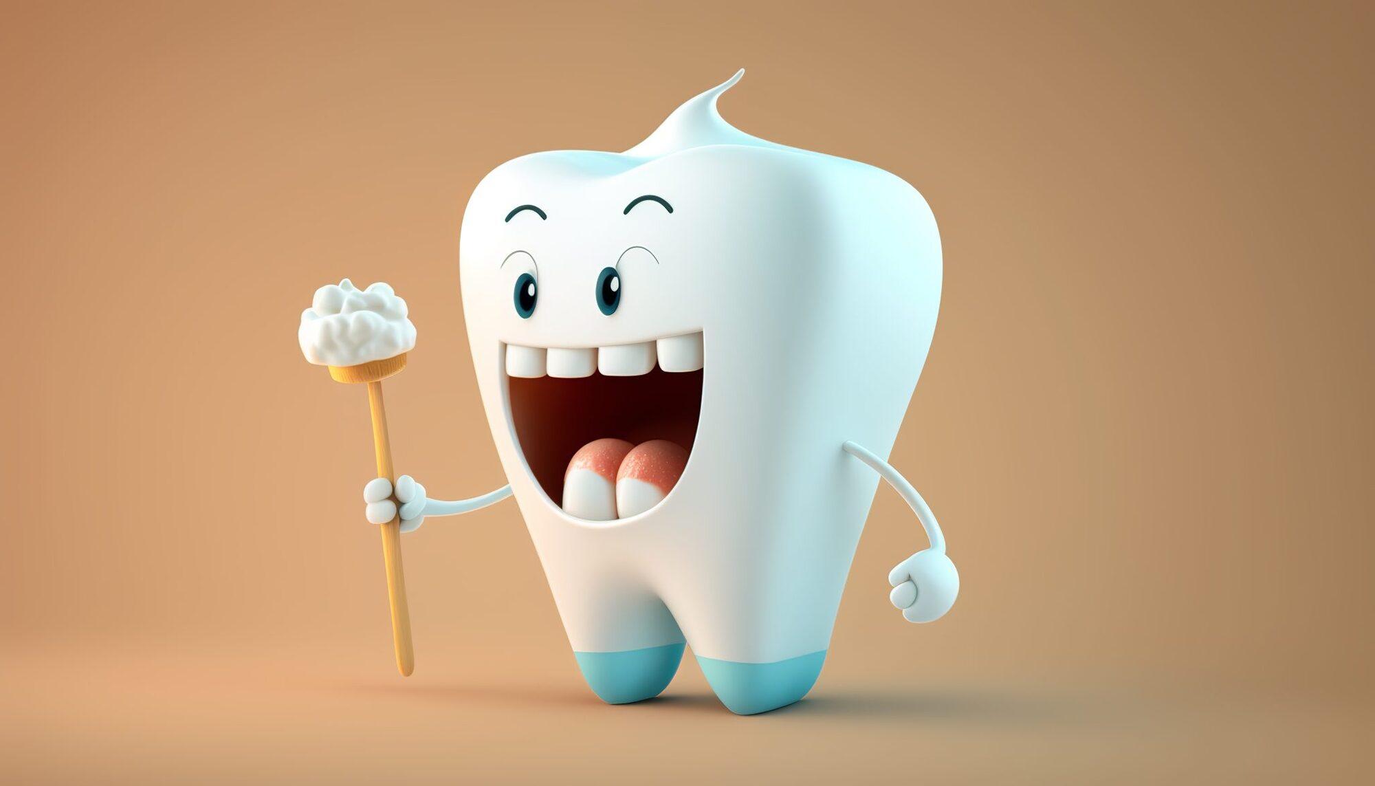Happy Tooth Cartoon. Isolated on background. Generative Ai.