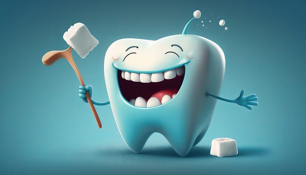 Happy Tooth Cartoon. Isolated on background. Generative Ai.